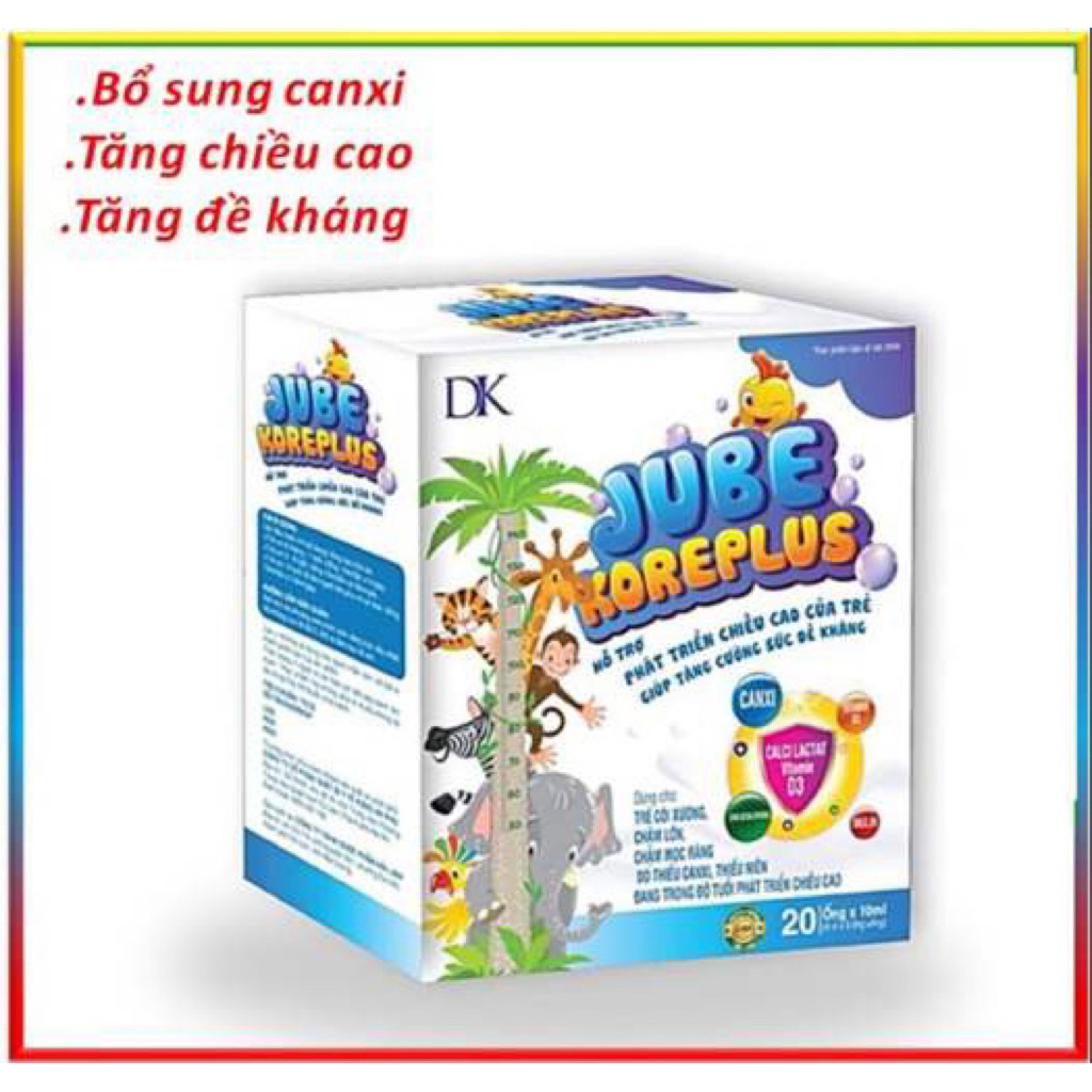 Siro JUBE KOREPLUS hỗ trợ tăng cường hấp thu Canxi, giúp xương, răng chắc khỏe - Hộp 20 ống x 10ml