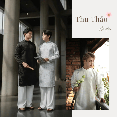 Áo dài Nam-Áo dài cách tân vải Gấm hoạ tiết thủy  mặc có BIGSIZE 100kg [KHÔNG KÈM QUẦN]