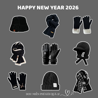  Combo Khăn Len Cashmere Quàng Cổ Găng Tay Và Mũ Len Unisex Tone Đen Huyền Bí QUÀ TẶNG HAPPY NEW YEAR 2026 - Mã TH002 