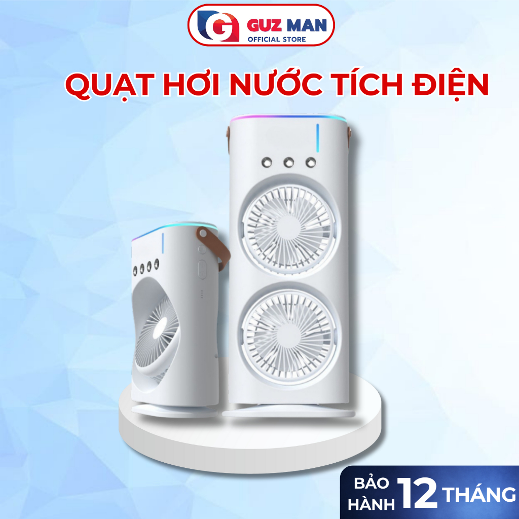 Quạt Điều Hoà Mini Để Bàn  2 Tầng Làm Mát Bằng Hơi Nước, Đèn Led Nhiều Màu Sắc