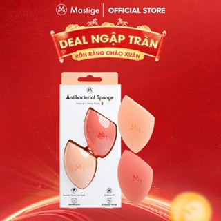  MỚI  Combo 2 bông mút tán nền Mastige - Kháng khuẩn Mềm mại Tiết kiệm mỹ phẩm gấp 2 lần-Hồng cam 