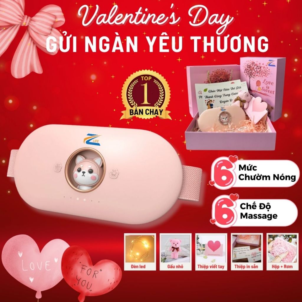 Quà Tặng Tinh Tế Ý Nghĩa Cho Vợ, Người Yêu Nhân Ngày Lễ - Đai Massage Bụng Kinh, Chườm Ấm 6 Cấp Độ