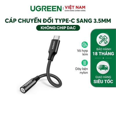 Cáp chuyển đổi Type C to 3.5mm UGREEN AV142| Không chip DAC không tương thích iPad/Samsung | BH 18 tháng 1 đổi 1