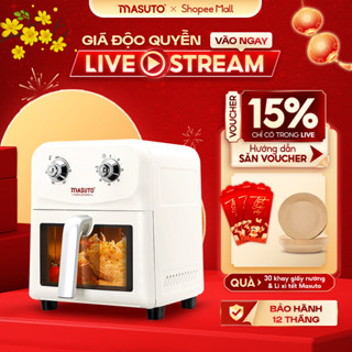 Nồi Chiên Không Dầu Masuto MSChef 6L cửa sổ kính vỏ máy kim loại 1500W Đa Năng An Toàn Live