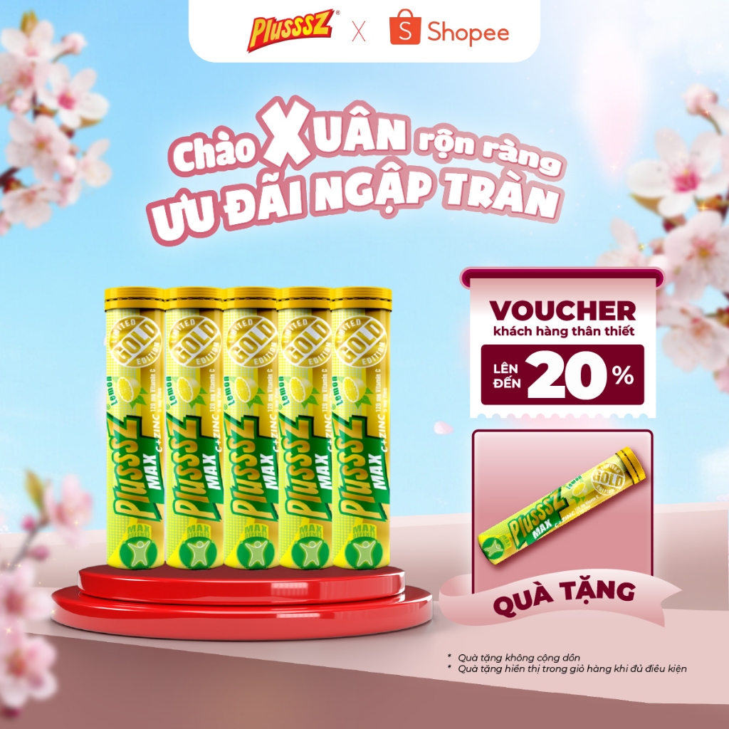[MUA 5 TẶNG 1] Viên Sủi Plusssz Max Vitamin C + Kẽm – Chanh Không Đường