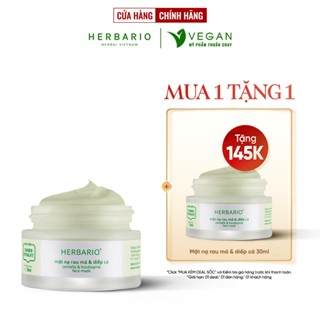  Mặt nạ Rau má & Diếp cá  herbario 30ml sạch mụn vegan mỹ phẩm thuần chay 