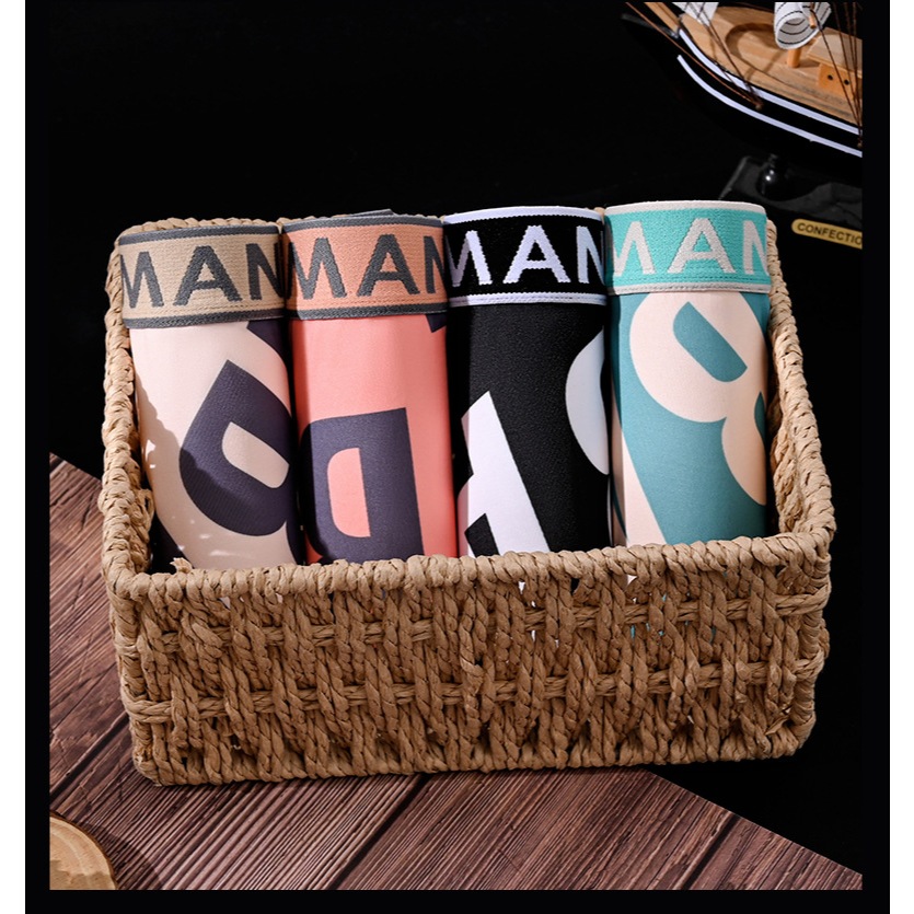 Thanh Lý - Sét 4 quần xì nam boxer vải thun lạnh sịp đùi cao cấp quần lót nam co giãn họa tiết MAN