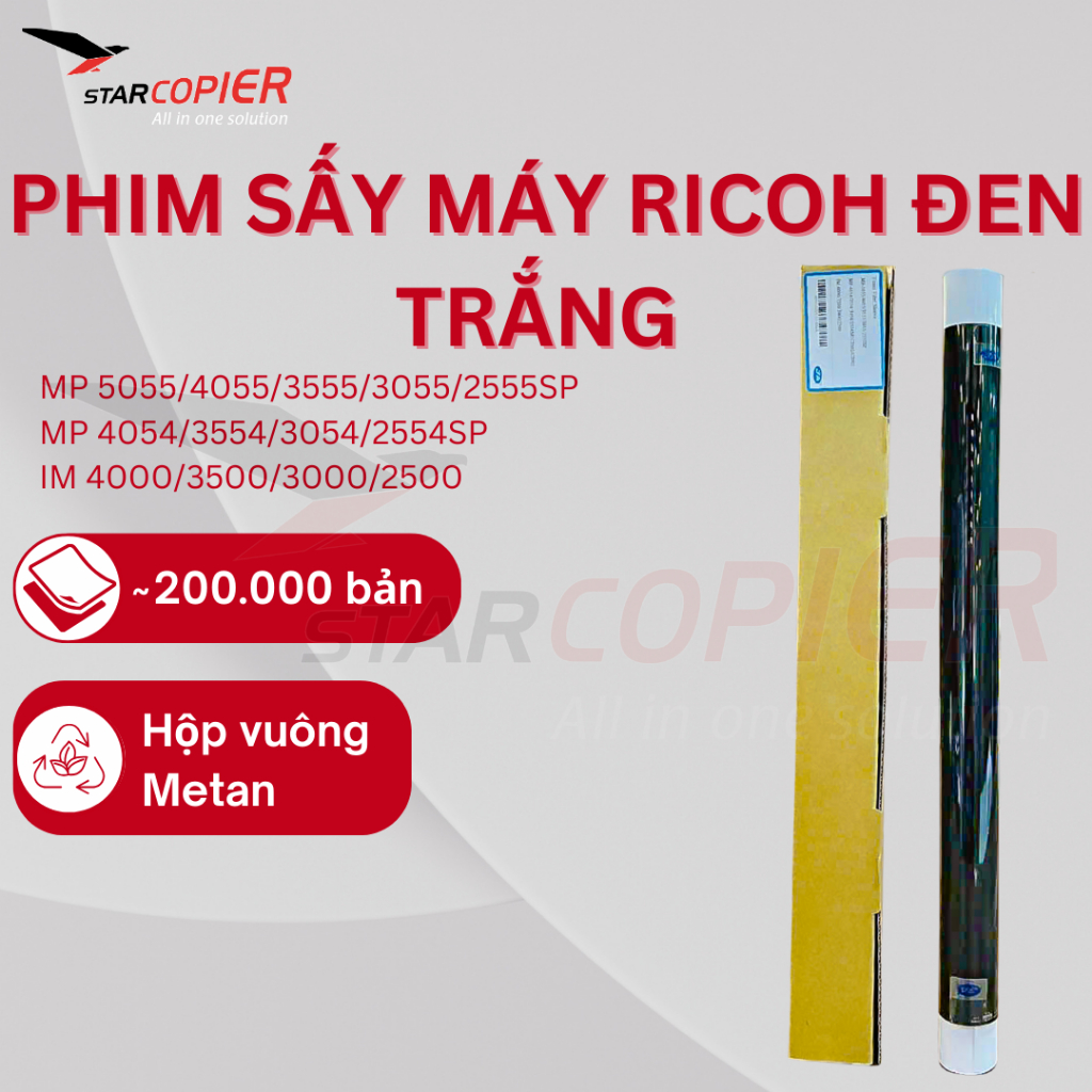 Phim Sấy Đen Trắng Dùng Cho Máy Ricoh MP5055/4054/IM4000 ~200.000 Bản In - Hộp Vuông