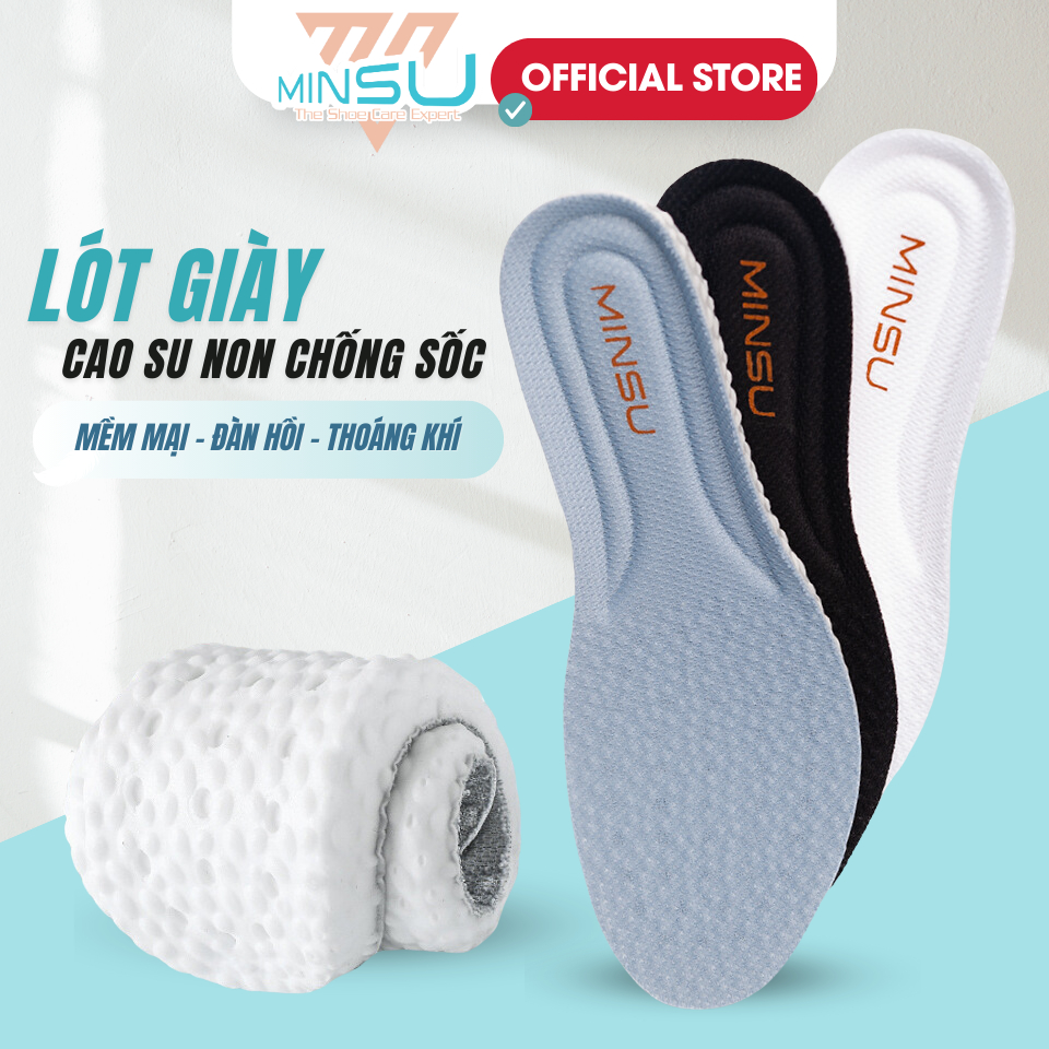 Lót Giày Thể Thao Cao Su Non NamNữ Cao Cấp Chính Hãng MINSU M2355, Khử Mùi,Khoáng Khí, Ngăn Vi Khuẩn