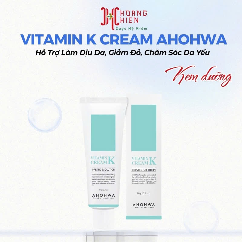 Kem Dưỡng Phục Hồi Ahohwa Vitamin K Cream - Phục Hồi Da Mỏng Đỏ, Giãn Mao Mạch, Làm Dịu Da, Mờ Sẹo