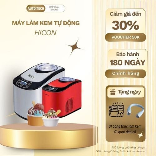 Máy làm kem tươi Hicon tự động chính hãng dung tích lớn 1.5L , Máy làm kem tại nhà máy làm kem tươi cho gia đình mùa hè