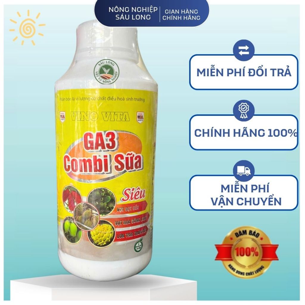 Chai 500ML - Phân bón lá vi lượng GA3 Combi Sữa - Hiệu VINO VITA - Vợt đọt đều, vọt hoa đồng loạt, l