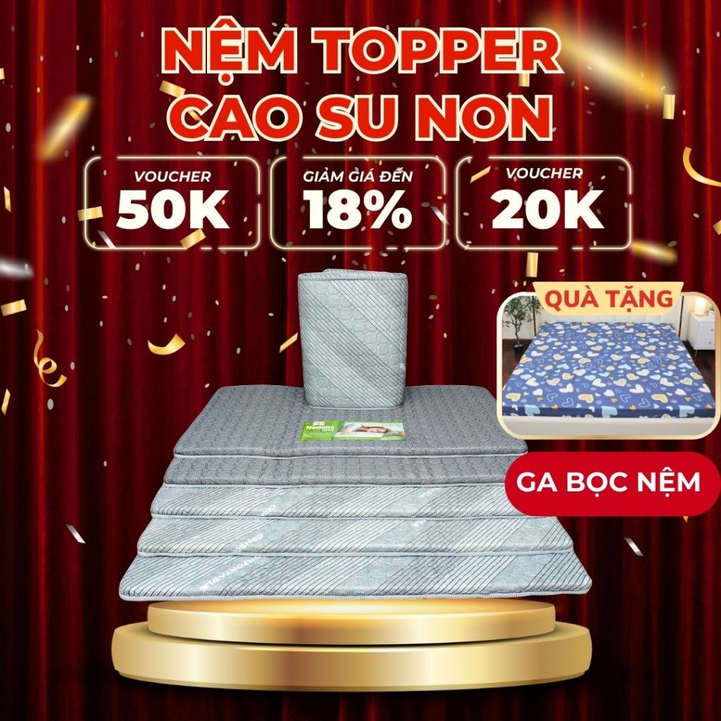 [SIÊU HOT TẶNG GA]Topper Nệm Cao Su Non Dày 5cm–Đệm Topper Êm Ái,Dễ Gấp Gọn,Gấp 3,Nhiều Kích Thước
