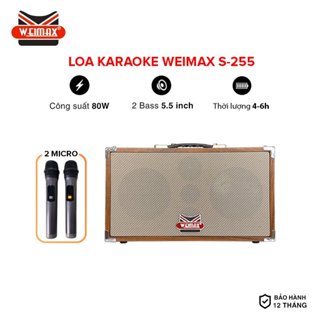 Loa Karaoke Bluetooth WEIMAX S-255 Nghe Nhạc Cực Đã Âm Bass Cực Mạnh [Bảo Hành 12 Tháng]