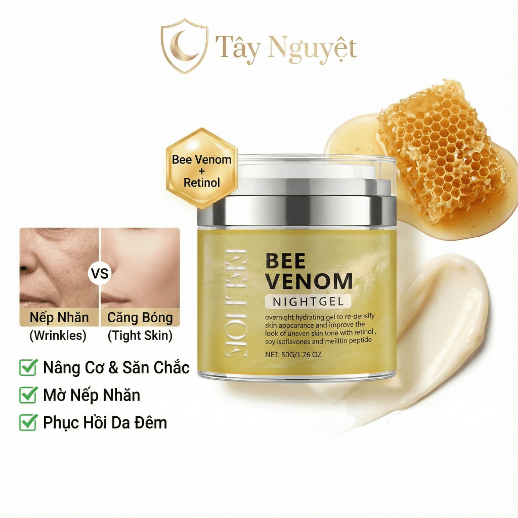 Kem dưỡng da ban đêm EELHOE 50g nọc ong retinol trẻ hóa da mờ nếp nhăn