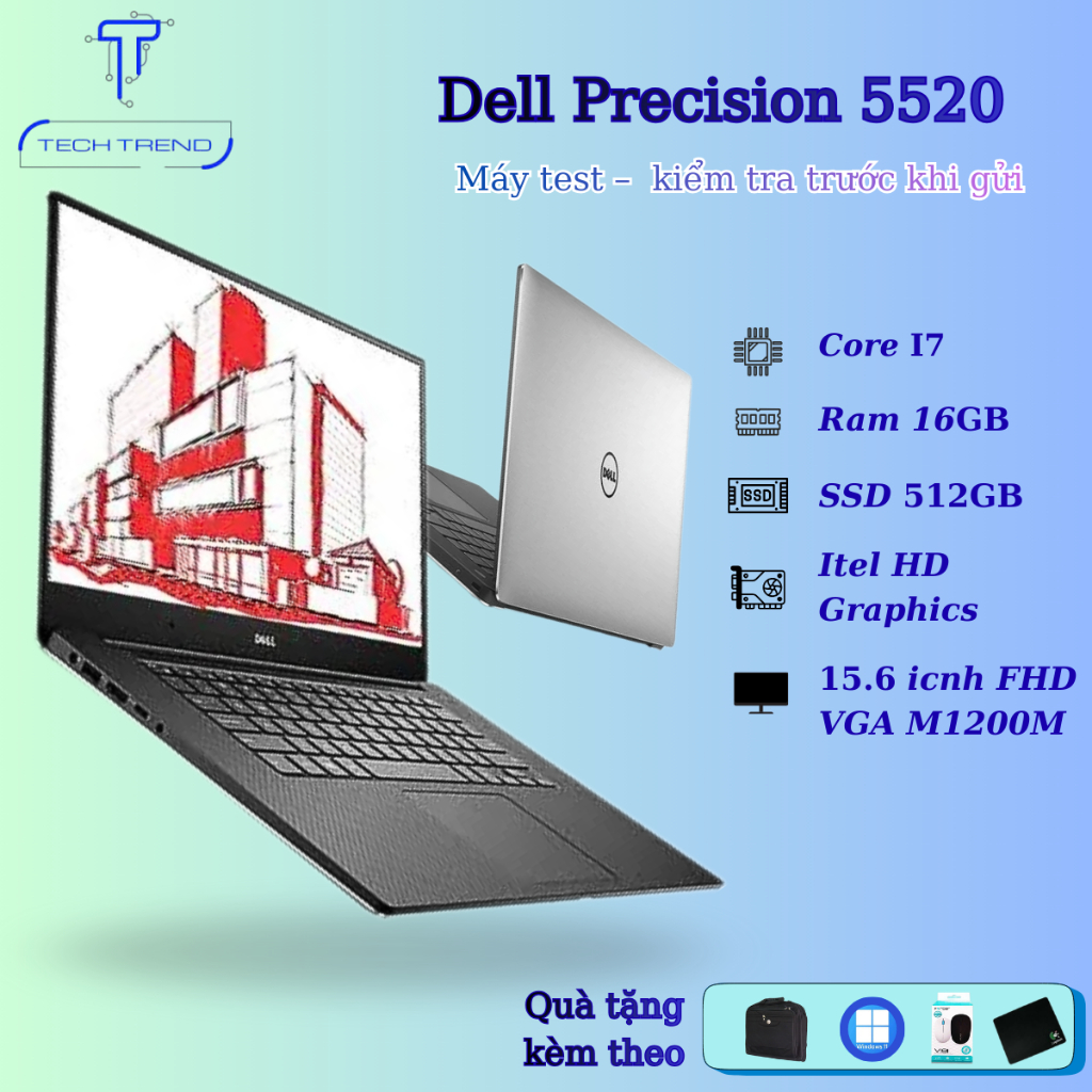 Dell Precision 5520 Core i7-7820HQ Ram 16GB SSD 512GB Card M1200M 15.6inch FHD cấu hình khủng máy Mỹ