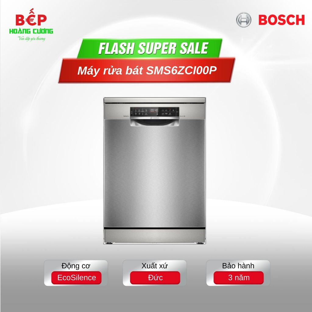 Máy rửa chén Bosch SMS6ZCI00P Serie 6 – 14 bộ, công nghệ Zeolith siêu khô