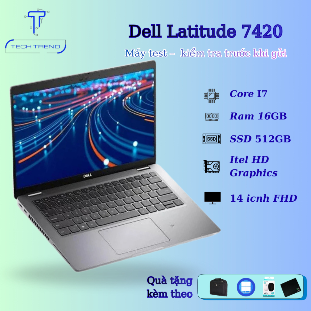 Dell Latitude 7420 Core i7-1155G7 Ram 16GB SSD 512GB Màn 14" FHD nguyên zin mạnh mẽ