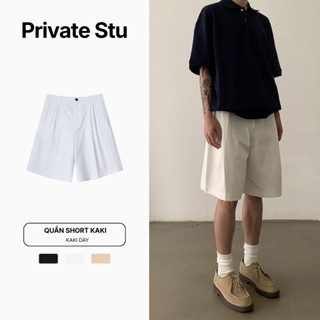  Quần Short Kaki Xếp Li Form Ngang Gối PRIVATESTU Kaki Jean Cao Cấp Unisex Nam Nữ Local Brand  J01  
