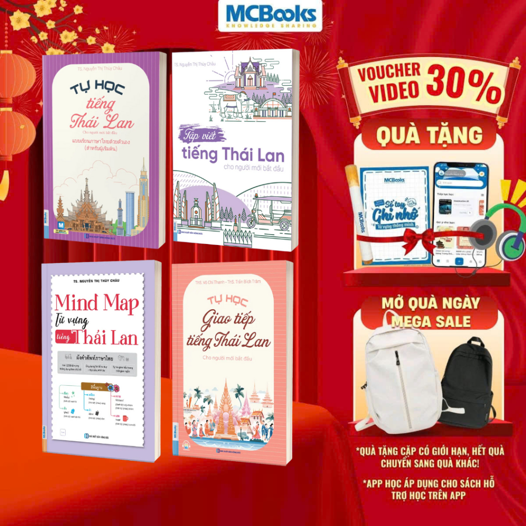 Sách - Combo Tự học tiếng Thái cho người mới bắt đầu