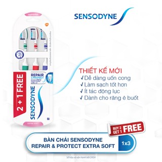  Mua 2 tặng 1 Bàn chải đánh răng SENSODYNE Repair & Protect Extra Soft với cổ bàn chải linh hoạt lông mềm sạch sâu 