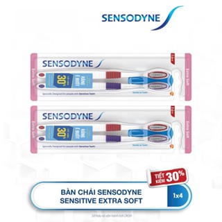  Bộ 4 Bàn chải đánh răng SENSODYNE Sensitive Extra Soft với lông bàn chải mềm làm sạch răng nhẹ nhàng êm dịu với nướu 