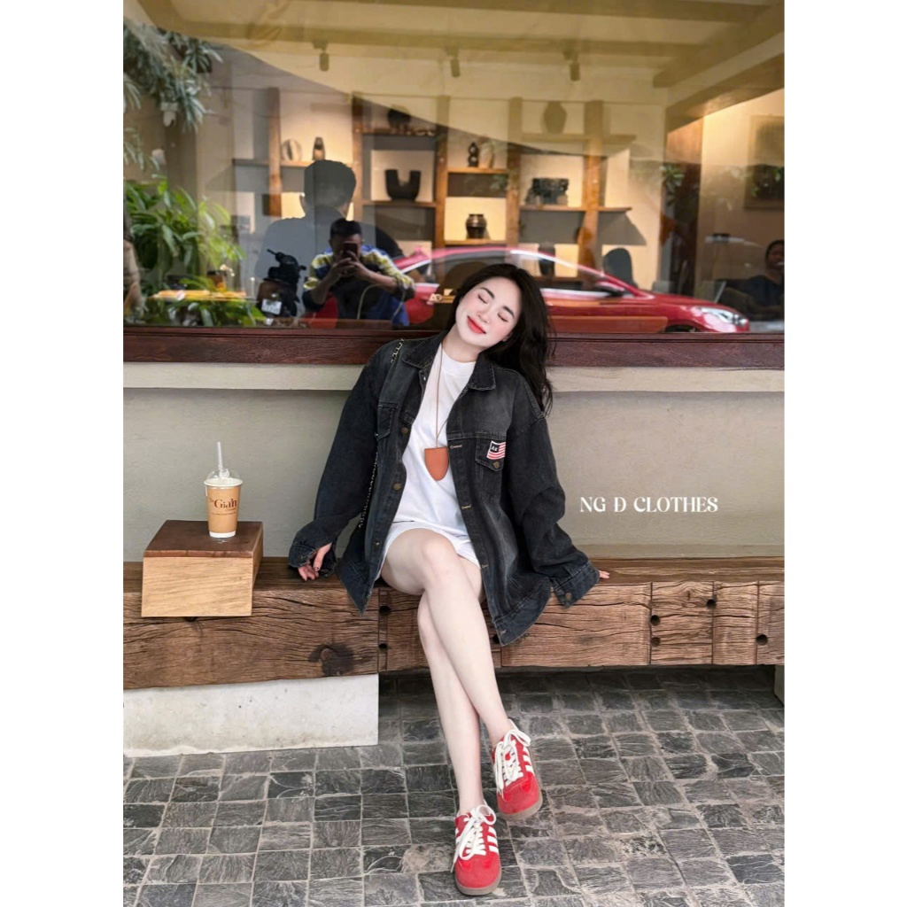 áo khoác jean nữ,áo khoác bò nữ MẪU MỚI RA MẮT bò aastu from rộng cúc bấm hot trend fh15