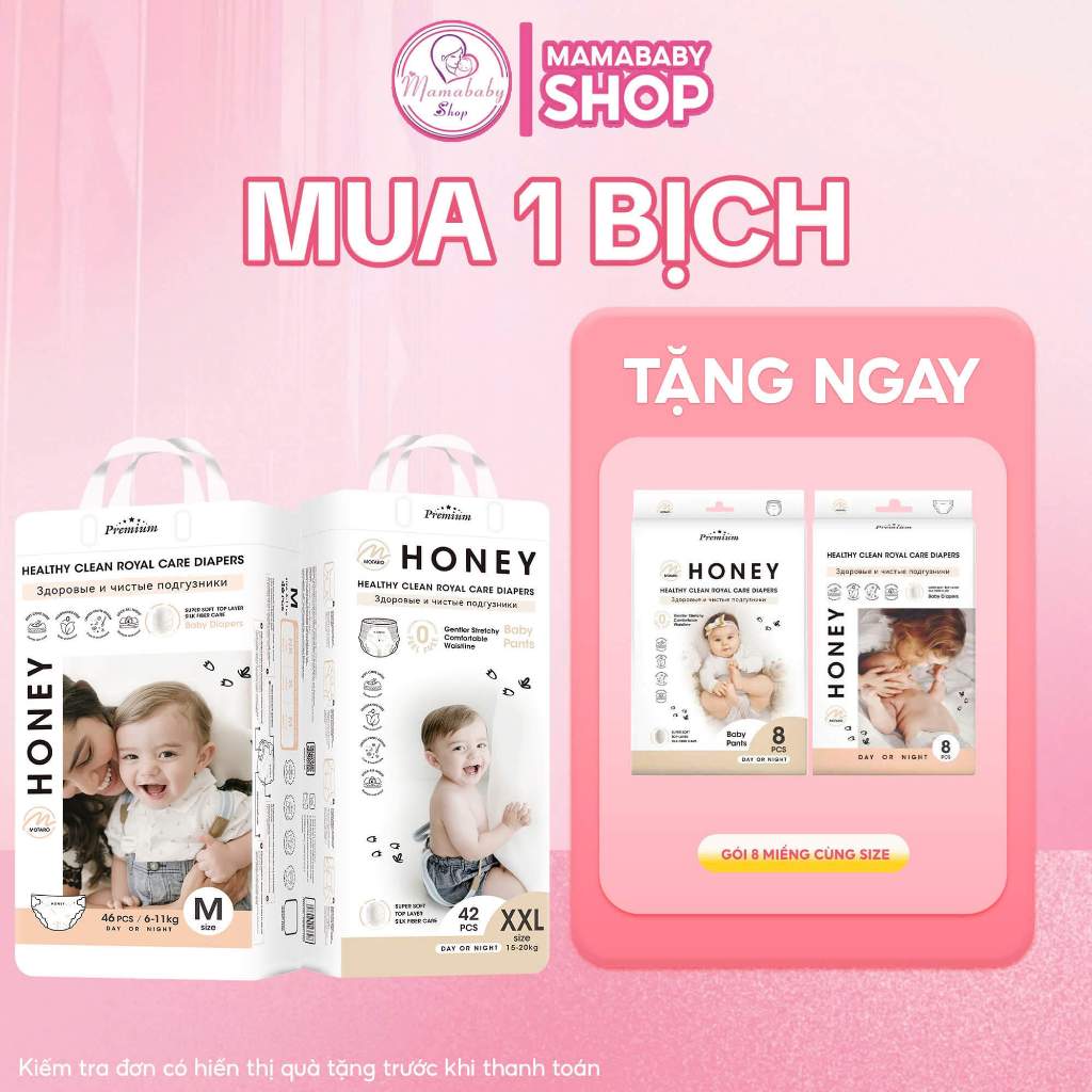 [Honey Premium Tặng Quà] Tã Bỉm Honey Premium Mẫu Mới Siêu Mỏng Thấm Hút Đủ Size Cho Bé