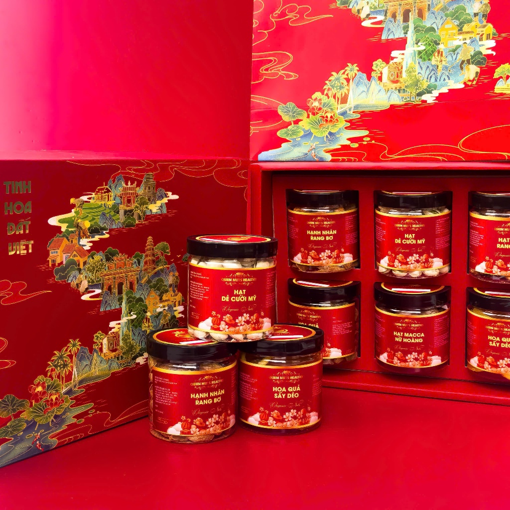 [SHIP HỎA TỐC] Set hộp quà tết hạt dinh dưỡng TINH HOA ĐẤT VIỆT-  Set quà 6 hũ quà tặng doanh nghiệp