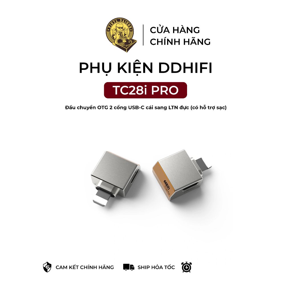 Đầu chuyển âm thanh DDHIFI TC28i Pro 2 cổng USB-C cái sang LTN đực (có hỗ trợ sạc)