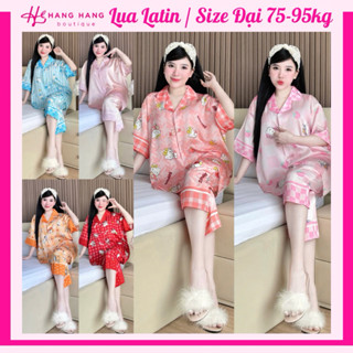  Đồ ngủ nữ bigsize cỡ đại 75-95kg pijama lửng ngắn lụa latin mịn mát 95LC01 đồ bộ nữ đồ mặc nhà thiết kế sang chảnh 