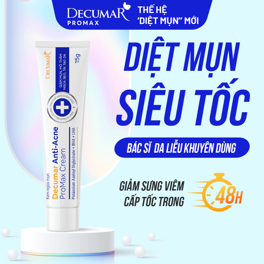 Kem Chấm Mụn Thế Hệ Mới Decumar ProMax Cream giảm mụn sưng đỏ mạnh mẽ, mờ thâm sẹo  tuýp 15g