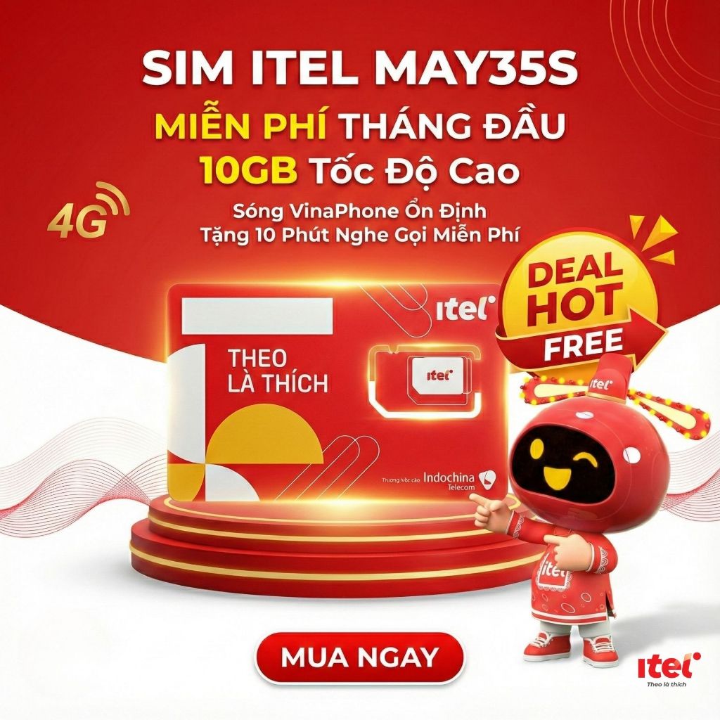 Sim Itel MAY35S – Miễn phí 1 tháng, 10GB Data 4G dùng 30 ngày