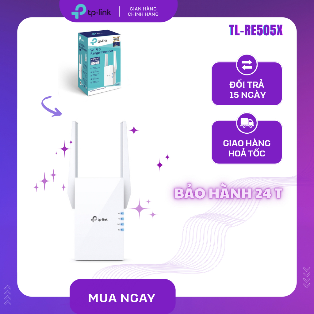 Bộ mở rộng sóng Wifi TP-Link RE505X | Chuẩn AX1500, Tốc độ 1500Mbps