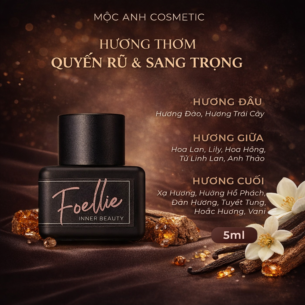 [CHE TÊN] Nước hoa vùng kín Foellie đen hương hoa hồng đen hương thơm tươi mát cuốn hút quyến rũ cho nữ