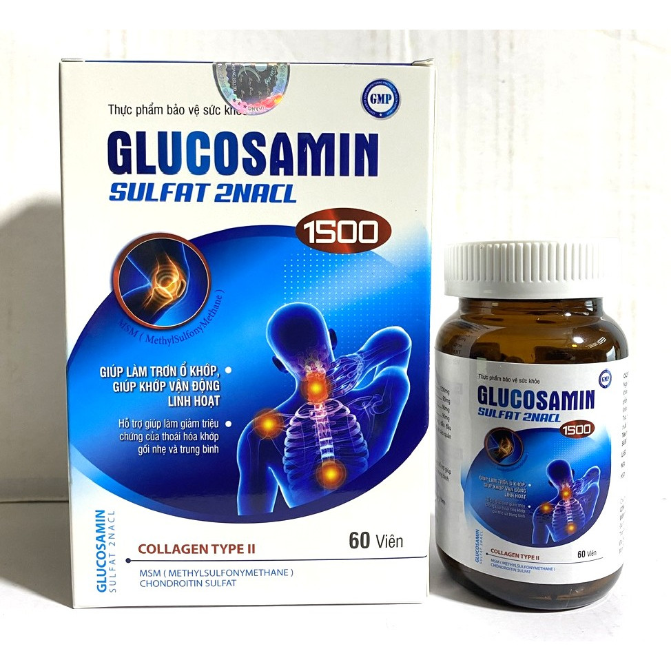 GLUCOSAMIN Sulfat 2NaCl 1500 hỗ trợ Giúp xương chắc khớp khỏe, ngăn ngừa thoái hóa khớp, tái tạo mô 
