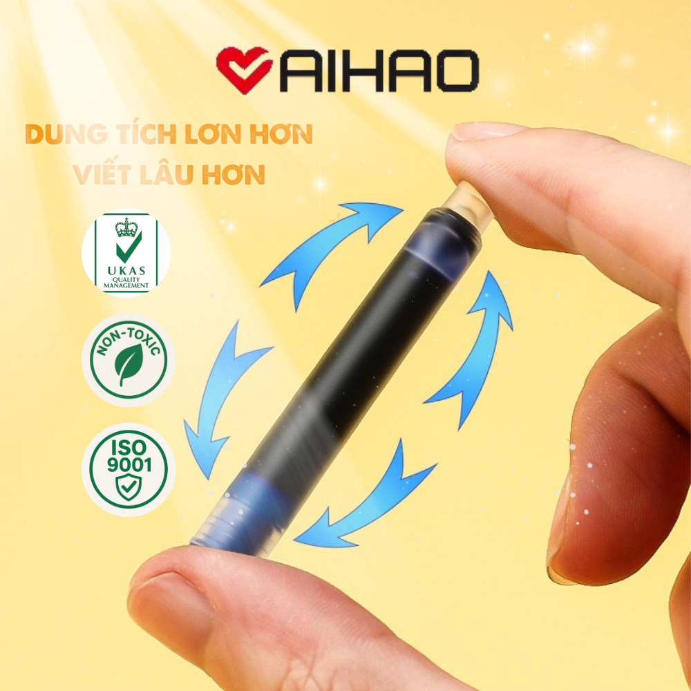 Set 2 hộp 40 ống mực Màu Xanh AIHAO INK021 - Hàng chuẩn quốc tế