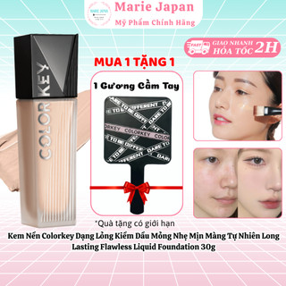  Kem Nền Colorkey Dạng Lỏng Kiềm Dầu Mỏng Nhẹ Mịn Màng Lâu Trôi Lasting Flawless Liquid 30g - TẶNG 1 GƯƠNG CẦM TÂY 