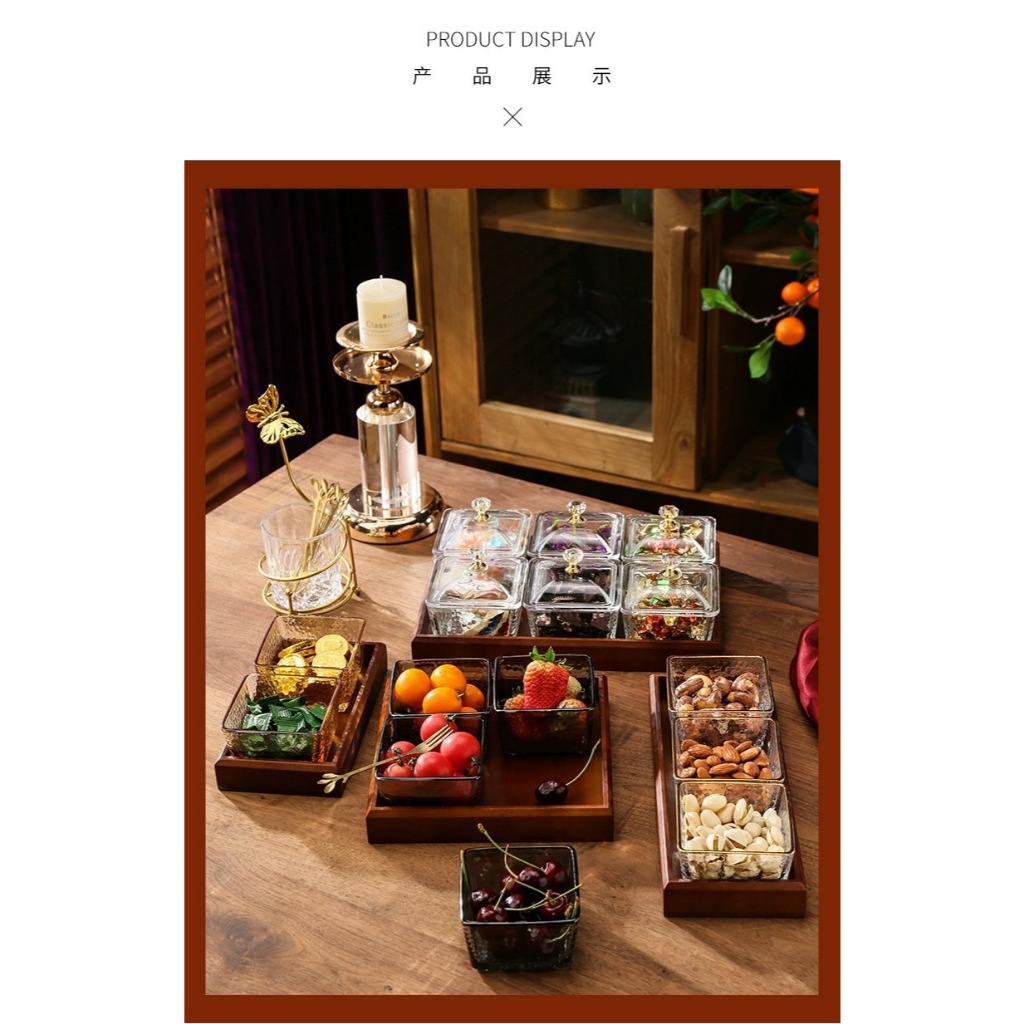 Khay gỗ đựng mứt Tết, Khay gỗ tròn, khay gỗ vuông đựng mứt, hạt, Khay 4 ngăn, 6 ngăn - Tiệm nhà xinh