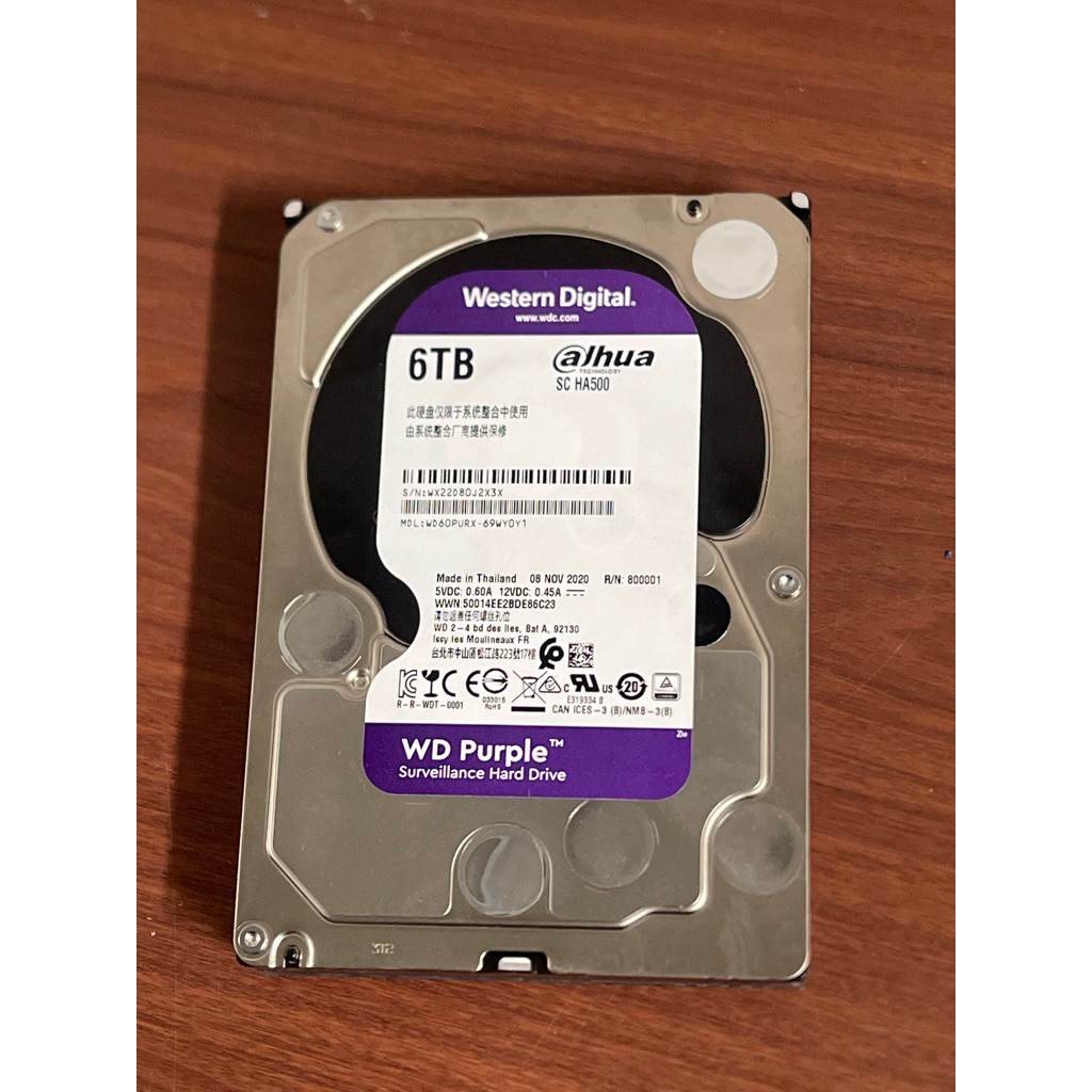 Ổ cứng 6Tb wd tím, lưu trữ data, camera