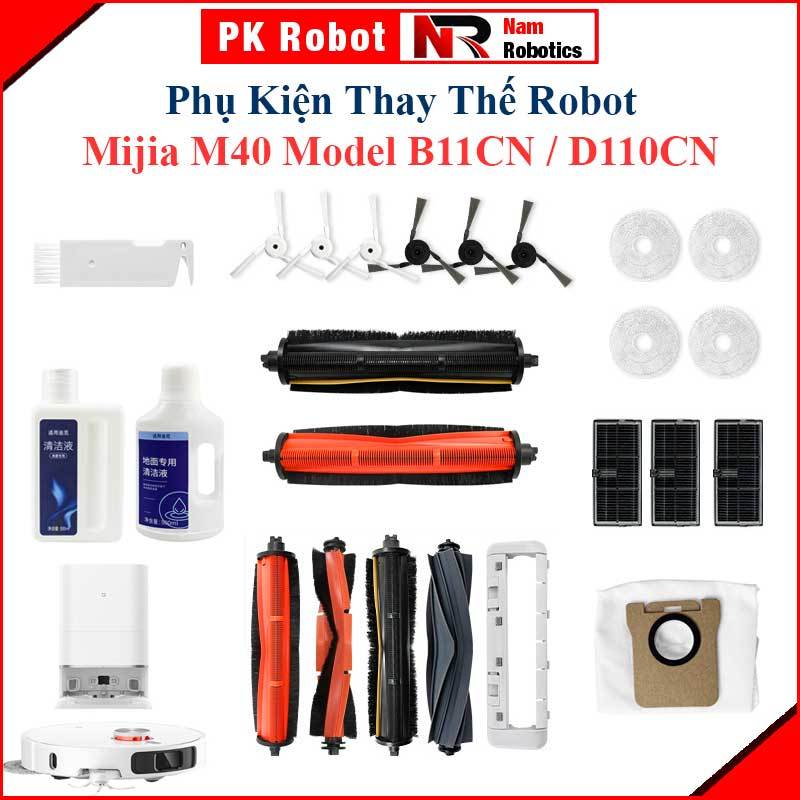 Phụ Kiện Thay Thế Robot Mijia M40 Model D110CN, B11CN Bản Nội Địa, Chổi Lăn, Chổi Cạnh, Bộ Lọc, Giẻ 