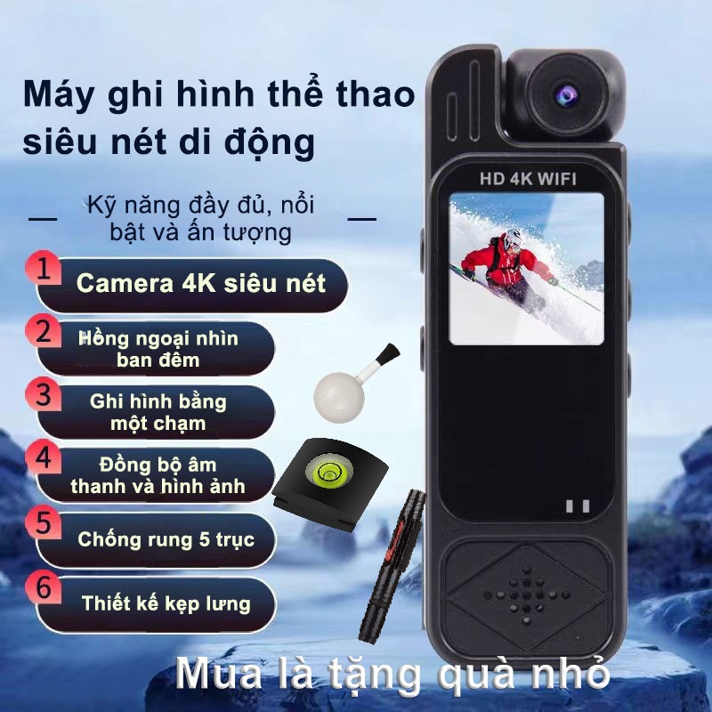 Camera Vlog Mini 4K 1080P/60fps  Bỏ Túi Góc Siêu Rộng 180° Làm Vlog Thể Thao Du Lịch