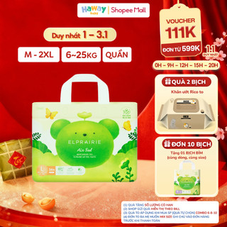  Tã Bỉm Quần ELPRAIRIE Air Feel Hàn Quốc Cao Cấp Mềm Mại Như Mây Thấm Hút Nhanh Đủ Size M38 L34 XL30 XXL26 Cho Bé HAWAY 