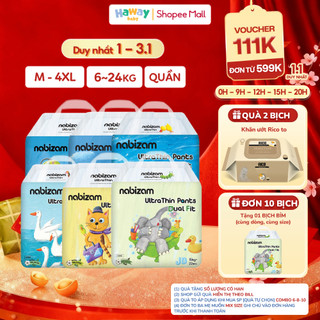  Tã Bỉm Quần NABIZAM ULTRA THIN 4 Mùa Mềm Mỏng Thấm Hút Vượt Trội Hơn Size M-4XL Cho Bé 6-24kg+ HAWAY 