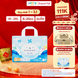  Tã Bỉm Quần Elprairie Air Thin Hàn Quốc L34 XL30 XXL26 Siêu Mỏng Thấm Hút Nhanh Chống Hăm Cho Bé 9-25Kg HAWAY 