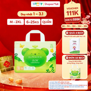  Combo 4 Tã Bỉm Quần ELPRAIRIE Air Feel Hàn Quốc Siêu Mỏng Thấm Hút Nhanh Mềm Mại Như Mây Size M38 L34 XL30 XXL26 HAWAY 