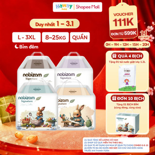  Combo 4 Tã Bỉm NABIZAM Signature L30 XL26 2XL22 3XL20 Bỉm Đêm Nội Địa Hàn Mềm Mại Siêu Thấm Hút Cho Bé 8-22kg HAWAY 