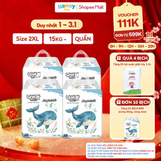  Combo 4 Tã Quần Cao cấp NABIZAM Magic Soft 2XL 22 Miếng - Nhập Khẩu Hàn Quốc HAWAY 