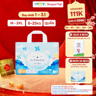  Combo 4 Tã Bỉm Quần ELPRAIRIE Air Thin Size M-L-XL-XXL Hàn Quốc Mỏng Thấm Hút Mềm Mại Chống Hăm Cho Bé Từ 5-25Kg HAWAY 