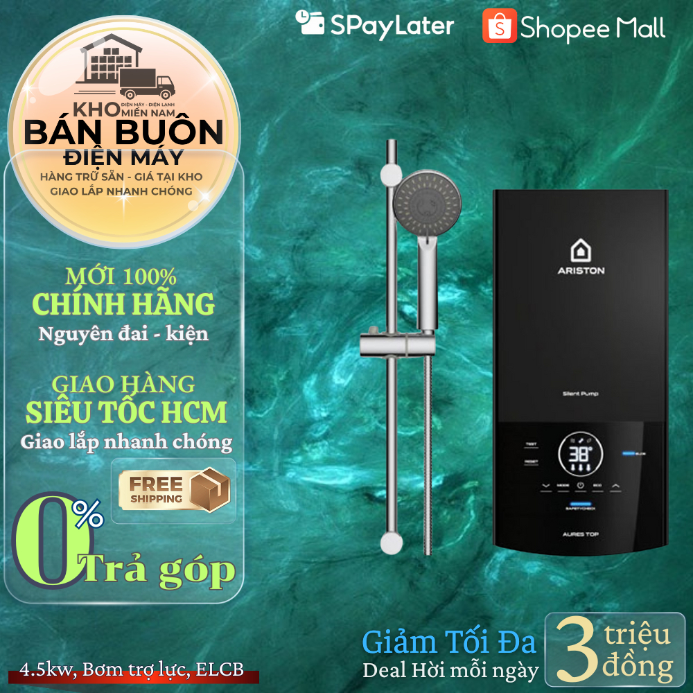 Máy nước nóng Ariston có bơm AURES TOP 4.5P (làm nóng trực tiếp) 4500W
